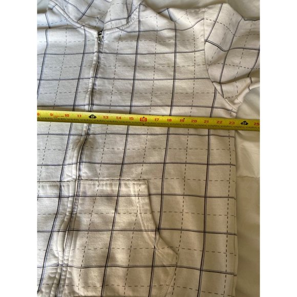 Springfield Mens Plaid Long Sleeve Full Zip Jacket Hoodie Sweashirt Cream XL - Picture 4 of 13